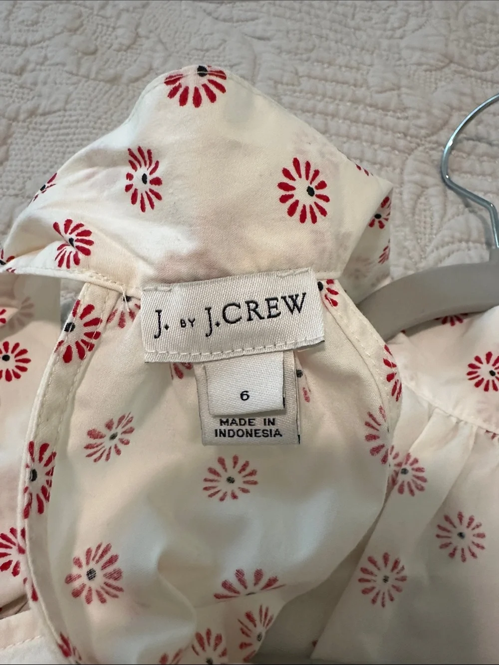 J. Crew Cream Halter shirt with Red Daisy Print size 6